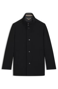 Relaxed-fit coat in wool and cashmere, Black