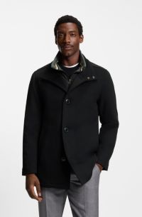 Relaxed-fit mantel van wol en kasjmier, Zwart