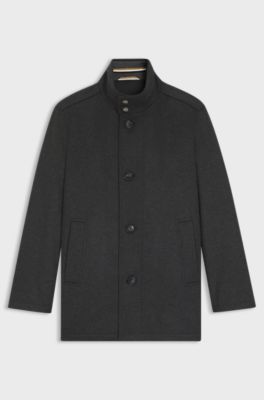 Relaxed-fit short coat in wool and cashmere, Grey