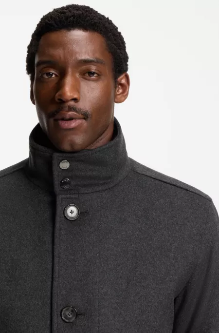 Manteau court Relaxed en laine et cachemire