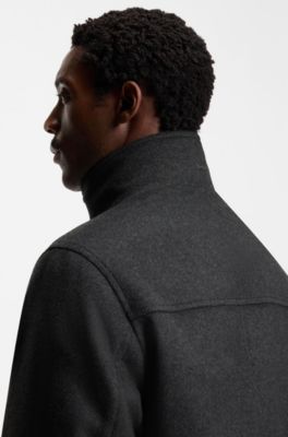 Relaxed-fit short coat in wool and cashmere, Grey