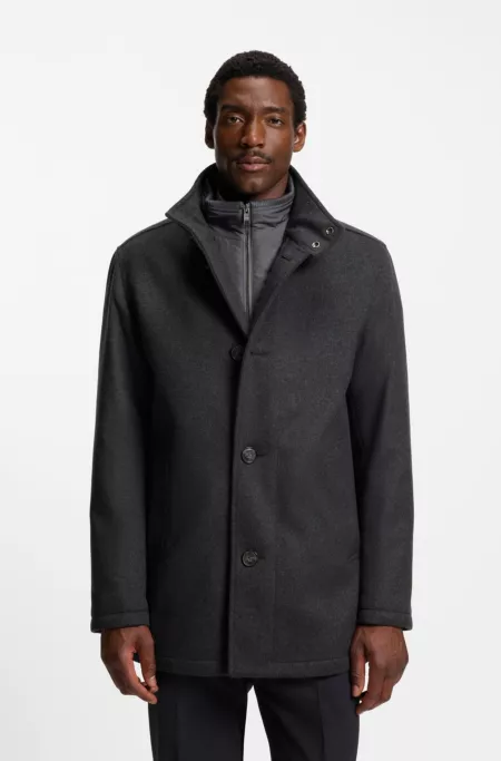 Manteau court Relaxed en laine et cachemire