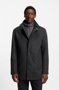 Relaxed-fit coat in wool and cashmere, Grey