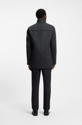 Relaxed-fit short coat in wool and cashmere, Grey