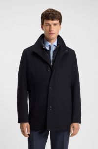 Relaxed-fit coat in wool and cashmere, Dark Blue