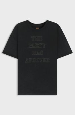 Cotton-jersey T-shirt with artwork, Black