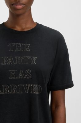 Cotton-jersey T-shirt with artwork, Black