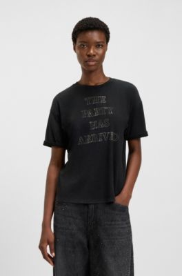 Cotton-jersey T-shirt with artwork, Black