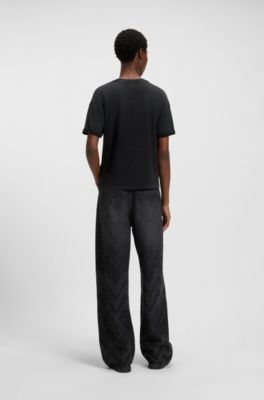 Cotton-jersey T-shirt with artwork, Black