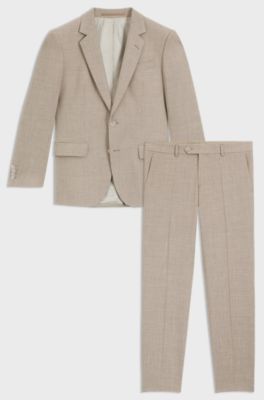 BOSS BY BECKHAM two-piece slim-fit suit, Light Beige