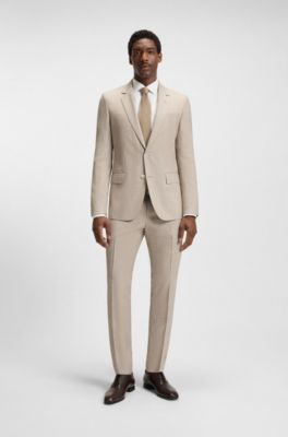 BECKHAM x BOSS two-piece slim-fit suit, Light Beige