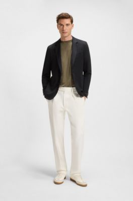 BOSS BY BECKHAM blazer in a melange cotton blend, Dark Blue