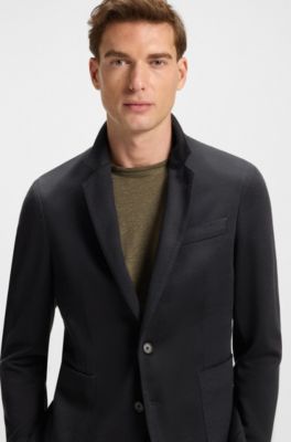 BOSS BY BECKHAM blazer in a melange cotton blend, Dark Blue