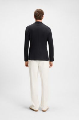 BOSS BY BECKHAM blazer in a melange cotton blend, Dark Blue