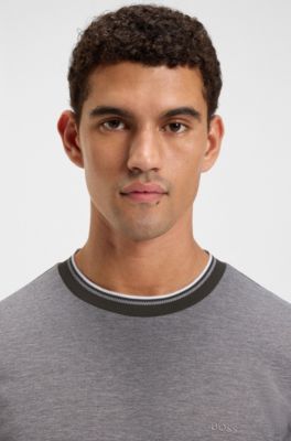 T-shirt in piqu&eacute; di cotone con logo, Grigio