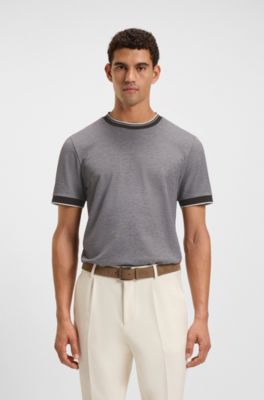 T-shirt in piqu&eacute; di cotone con logo, Grigio