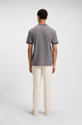 Cotton-piqu&eacute; T-shirt with logo detail, Grey