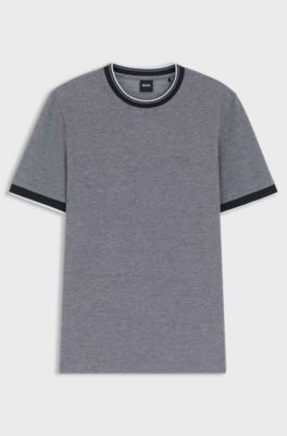 Cotton-piqu&eacute; T-shirt with logo detail, Blue