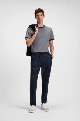 Cotton-piqu&eacute; T-shirt with logo detail, Blue