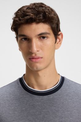 T-shirt in piqu&eacute; di cotone con logo, Blu