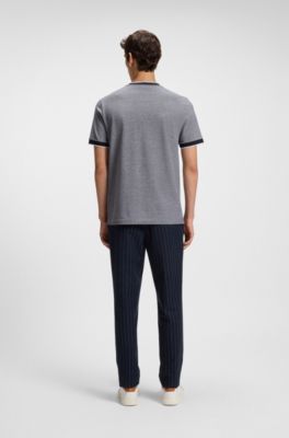 Cotton-piqu&eacute; T-shirt with logo detail, Blue