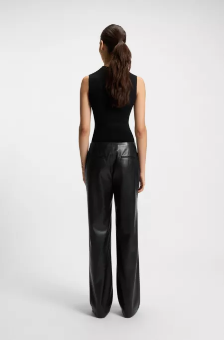 Straight-leg trousers in faux leather