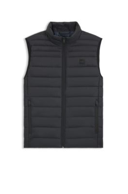 Water-repellent gilet with mixed quilting, Black