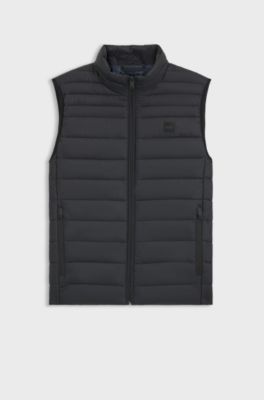 Gilet d&eacute;perlant &agrave; matelassage mixte, Noir