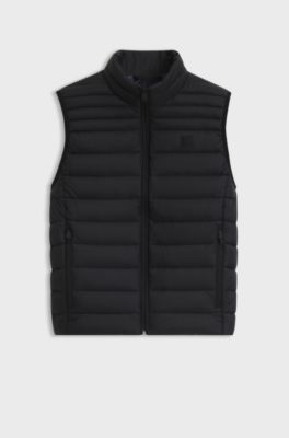 Water-repellent gilet with logo patch, Black