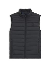 Packable slim-fit gilet with water-repellent mixed quilting, Black