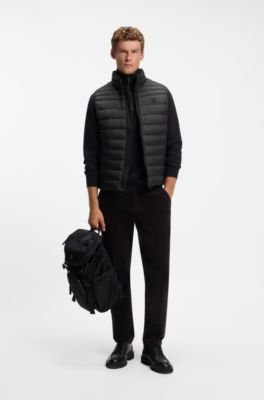 Water-repellent gilet with logo patch, Black