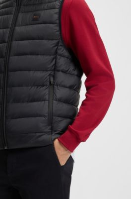 Gilet d&eacute;perlant &agrave; matelassage mixte, Noir
