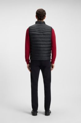 Water-repellent gilet with mixed quilting, Black