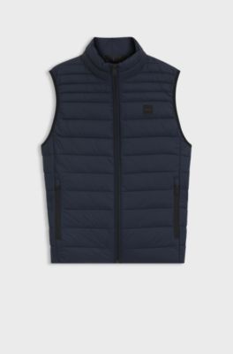Water-repellent gilet with logo patch, Dark Blue