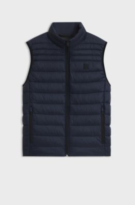 Water-repellent gilet with logo patch, Dark Blue