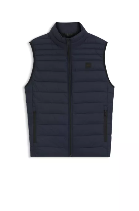 Packable slim-fit gilet with water-repellent mixed quilting