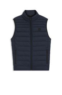 Packable slim-fit gilet with water-repellent mixed quilting, Dark Blue