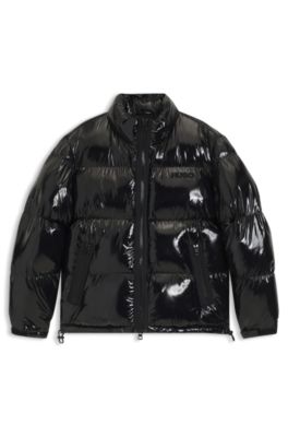 Giubbotto imbottito idrorepellente in tessuto lucido, Nero