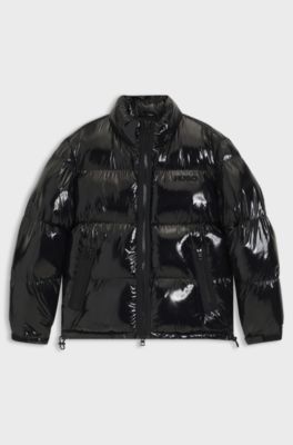 Wasserabweisende Jacke aus schimmerndem Gewebe, Schwarz