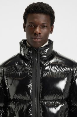Wasserabweisende Jacke aus schimmerndem Gewebe, Schwarz