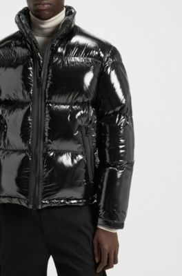 Wasserabweisende Jacke aus schimmerndem Gewebe, Schwarz