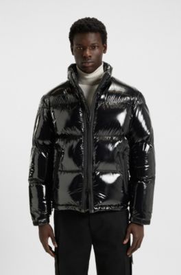 Veste d&eacute;perlante en tissu brillant, Noir