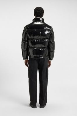 Veste d&eacute;perlante en tissu brillant, Noir