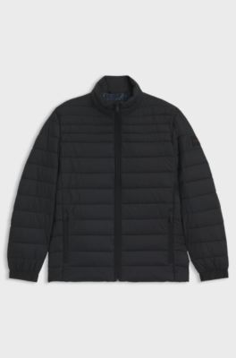 Packable water-repellent padded jacket with logo badge, Black