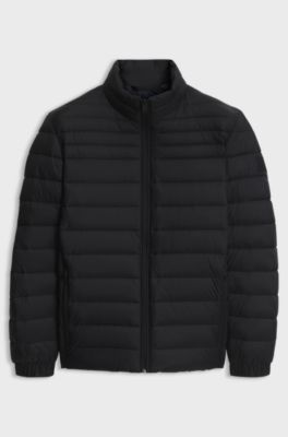Packable water-repellent padded jacket with logo badge, Black