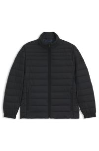 Packable slim-fit jacket with water-repellent mixed quilting, Black