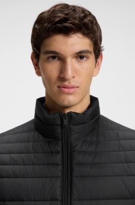 Packable water-repellent padded jacket with logo badge, Black