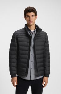 Giacca slim fit ripiegabile con impunture miste idrorepellenti, Nero