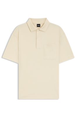 Relaxed-fit polo shirt in peached cotton, White