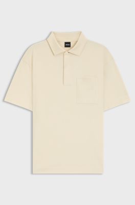 Relaxed-fit polo shirt in peached cotton, Natural
